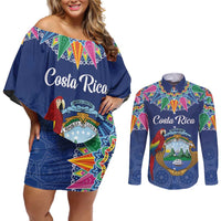 Pura Vida Costa Rica Personalized Couples Matching Off Shoulder Short Dress and Long Sleeve Button Shirt Oxcart Ornate Inspired - Wonder Print Shop