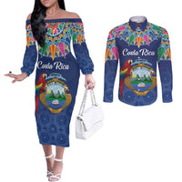 Pura Vida Costa Rica Personalized Couples Matching Off The Shoulder Long Sleeve Dress and Long Sleeve Button Shirt Oxcart Ornate Inspired - Wonder Print Shop