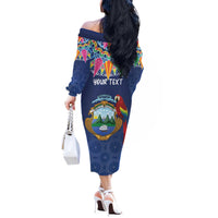 Pura Vida Costa Rica Personalized Off The Shoulder Long Sleeve Dress Oxcart Ornate Inspired - Wonder Print Shop
