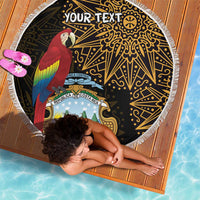 Pura Vida Costa Rica Personalized Beach Blanket Oxcart Ornate Inspired Gold Pattern - Wonder Print Shop