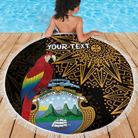 Pura Vida Costa Rica Personalized Beach Blanket Oxcart Ornate Inspired Gold Pattern - Wonder Print Shop