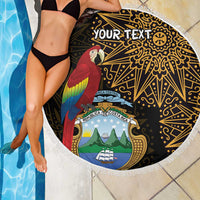 Pura Vida Costa Rica Personalized Beach Blanket Oxcart Ornate Inspired Gold Pattern - Wonder Print Shop