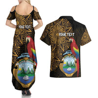 Pura Vida Costa Rica Personalized Couples Matching Summer Maxi Dress and Hawaiian Shirt Oxcart Ornate Inspired Gold Pattern - Wonder Print Shop