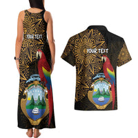 Pura Vida Costa Rica Personalized Couples Matching Tank Maxi Dress and Hawaiian Shirt Oxcart Ornate Inspired Gold Pattern - Wonder Print Shop