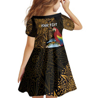 Pura Vida Costa Rica Personalized Family Matching Off Shoulder Short Dress and Hawaiian Shirt Oxcart Ornate Inspired Gold Pattern - Wonder Print Shop