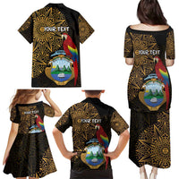 Pura Vida Costa Rica Personalized Family Matching Puletasi and Hawaiian Shirt Oxcart Ornate Inspired Gold Pattern - Wonder Print Shop