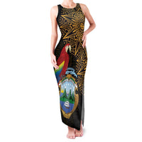 Pura Vida Costa Rica Personalized Family Matching Tank Maxi Dress and Hawaiian Shirt Oxcart Ornate Inspired Gold Pattern - Wonder Print Shop