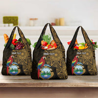 Pura Vida Costa Rica Personalized Grocery Bag Oxcart Ornate Inspired Gold Pattern - Wonder Print Shop