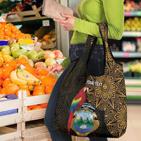 Pura Vida Costa Rica Personalized Grocery Bag Oxcart Ornate Inspired Gold Pattern - Wonder Print Shop