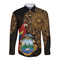 Pura Vida Costa Rica Personalized Long Sleeve Button Shirt Oxcart Ornate Inspired Gold Pattern - Wonder Print Shop