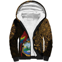 Pura Vida Costa Rica Personalized Sherpa Hoodie Oxcart Ornate Inspired Gold Pattern - Wonder Print Shop