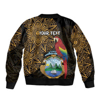 Pura Vida Costa Rica Personalized Sleeve Zip Bomber Jacket Oxcart Ornate Inspired Gold Pattern - Wonder Print Shop