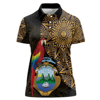 Pura Vida Costa Rica Personalized Women Polo Shirt Oxcart Ornate Inspired Gold Pattern - Wonder Print Shop