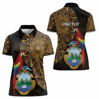 Pura Vida Costa Rica Personalized Women Polo Shirt Oxcart Ornate Inspired Gold Pattern - Wonder Print Shop