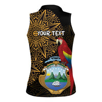 Pura Vida Costa Rica Personalized Women Sleeveless Polo Shirt Oxcart Ornate Inspired Gold Pattern - Wonder Print Shop