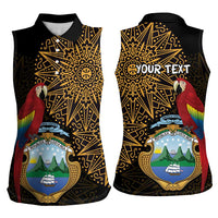 Pura Vida Costa Rica Personalized Women Sleeveless Polo Shirt Oxcart Ornate Inspired Gold Pattern - Wonder Print Shop