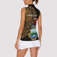 Pura Vida Costa Rica Personalized Women Sleeveless Polo Shirt Oxcart Ornate Inspired Gold Pattern - Wonder Print Shop