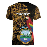 Pura Vida Costa Rica Personalized Women V-Neck T-Shirt Oxcart Ornate Inspired Gold Pattern - Wonder Print Shop