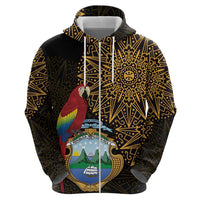 Pura Vida Costa Rica Personalized Zip Hoodie Oxcart Ornate Inspired Gold Pattern - Wonder Print Shop