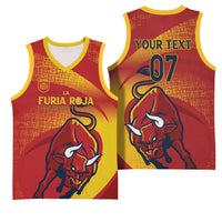 La Furia Roja Custom Campeones del Mundo Basketball Jersey Espana El Toro