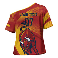 La Furia Roja Custom Campeones del Mundo Cross Shoulder Shirt Espana El Toro