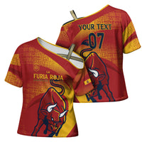 La Furia Roja Custom Campeones del Mundo Cross Shoulder Shirt Espana El Toro