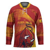 La Furia Roja Custom Campeones del Mundo Hockey Jersey Espana El Toro