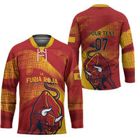 La Furia Roja Custom Campeones del Mundo Hockey Jersey Espana El Toro