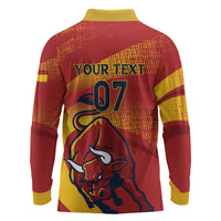 La Furia Roja Custom Campeones del Mundo Long Sleeve Polo Shirt Espana El Toro