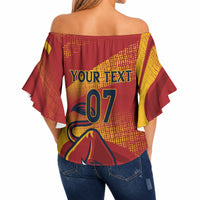 La Furia Roja Custom Campeones del Mundo Off Shoulder Wrap Waist Top Espana El Toro