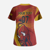 La Furia Roja Custom Campeones del Mundo Scrub Top Espana El Toro