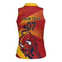 La Furia Roja Custom Campeones del Mundo Women Sleeveless Polo Shirt Espana El Toro