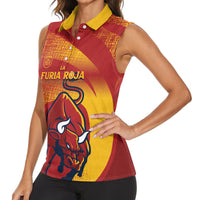 La Furia Roja Custom Campeones del Mundo Women Sleeveless Polo Shirt Espana El Toro