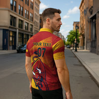 La Furia Roja Custom Campeones del Mundo Zipper Polo Shirt Espana El Toro