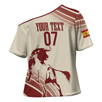 Spain La Roja Custom Cross Shoulder Shirt Campeones del Mundo - Away Color