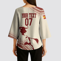 Spain La Roja Custom Kimono Sleeve Blouse Campeones del Mundo - Away Color