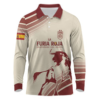 Spain La Roja Custom Long Sleeve Polo Shirt Campeones del Mundo - Away Color