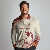 Spain La Roja Custom Long Sleeve Polo Shirt Campeones del Mundo - Away Color