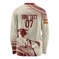 Spain La Roja Custom Long Sleeve Shirt Campeones del Mundo - Away Color