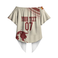Spain La Roja Custom Off Shoulder Wrap Waist Top Campeones del Mundo - Away Color
