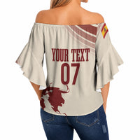 Spain La Roja Custom Off Shoulder Wrap Waist Top Campeones del Mundo - Away Color