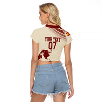 Spain La Roja Custom Raglan Cropped T Shirt Campeones del Mundo - Away Color