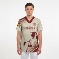 Spain La Roja Custom Scrub Top Campeones del Mundo - Away Color
