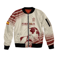 Spain La Roja Custom Sleeve Zip Bomber Jacket Campeones del Mundo - Away Color