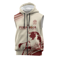 Spain La Roja Custom Sleeveless Zip Hoodie Campeones del Mundo - Away Color