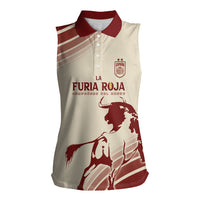 Spain La Roja Custom Women Sleeveless Polo Shirt Campeones del Mundo - Away Color