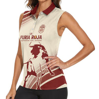 Spain La Roja Custom Women Sleeveless Polo Shirt Campeones del Mundo - Away Color