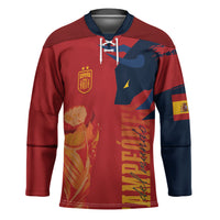 La Furia Roja Espana Custom Hockey Jersey Campeones del Mundo 2026