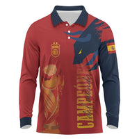 La Furia Roja Espana Custom Long Sleeve Polo Shirt Campeones del Mundo 2026