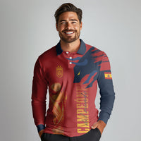 La Furia Roja Espana Custom Long Sleeve Polo Shirt Campeones del Mundo 2026